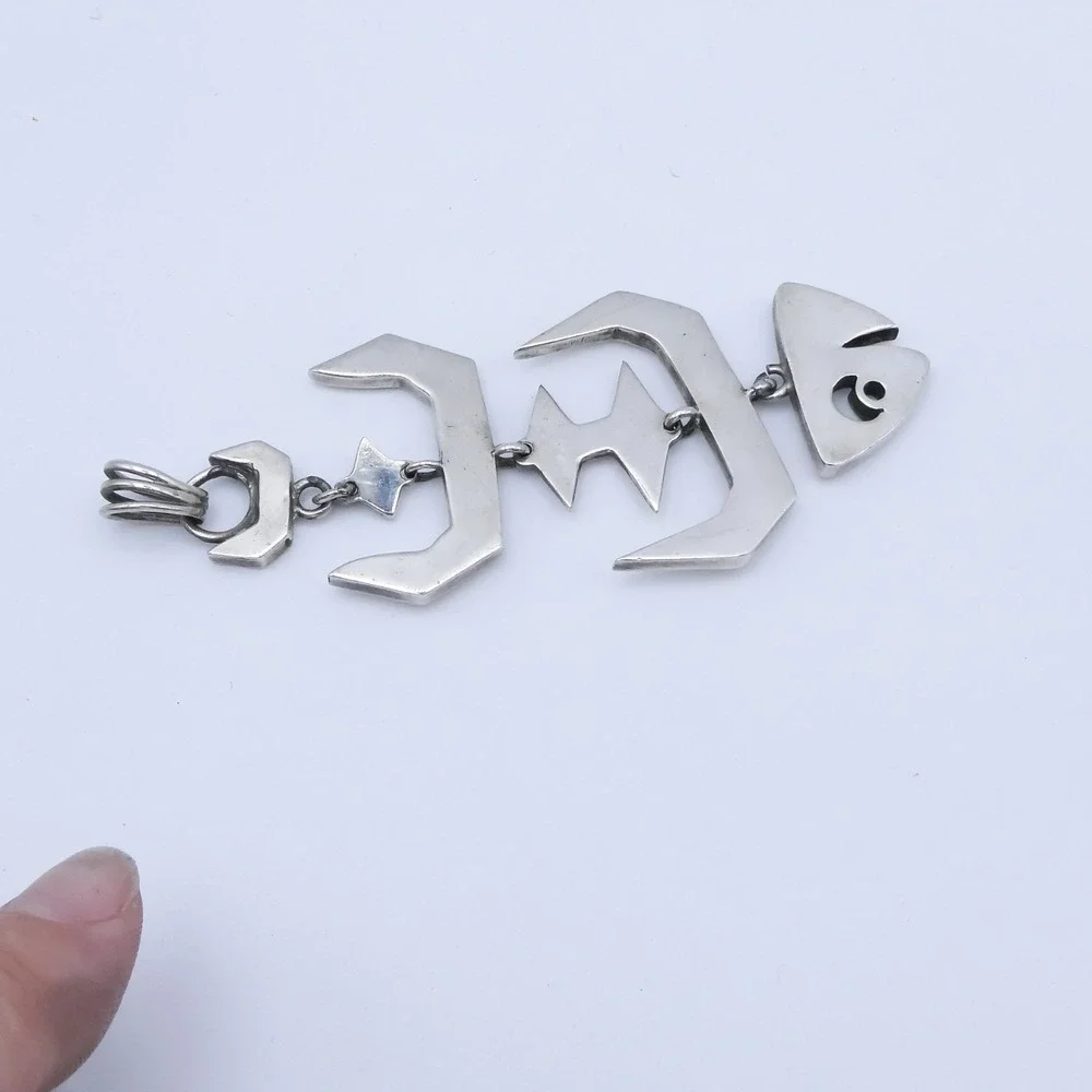Taxco Mexico Eagle Mark 22 Sterling Silver MM Fish Skeleton 4